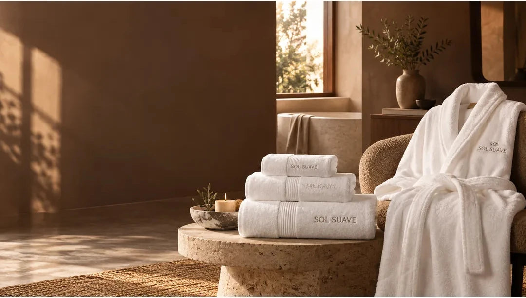 Sol Suave bathrobe and towels
